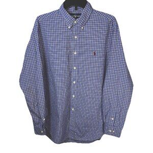 Ralph Lauren Classic Fit Long Sleeve Button Up Shirt, Collared Plaid Sz 16.5